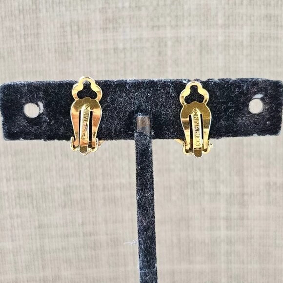 Vintage Nina Ricci Earrings Gold Tone Clip On Stud Earrings Jewelry Authentic - Picture 10 of 11